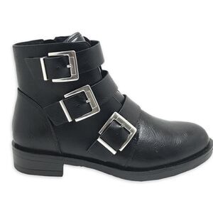 NWT Time and Tru Women's Three Buckle Bootie Faux Leather 6.5
